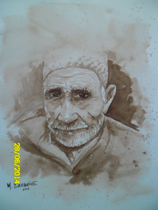 "portrait-d-un-paysa…" başlıklı Tablo Mhamed Ezzouine tarafından, Orijinal sanat, Suluboya