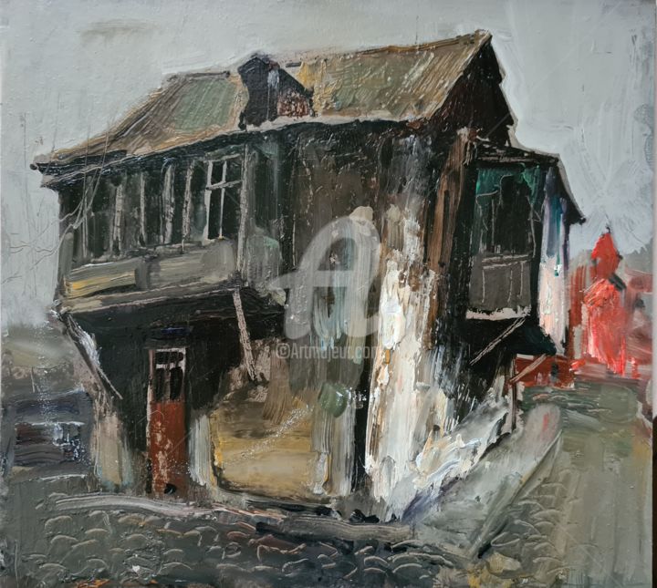 Painting titled "Study with old house" by Mher Chatinyan, Original Artwork, Oil