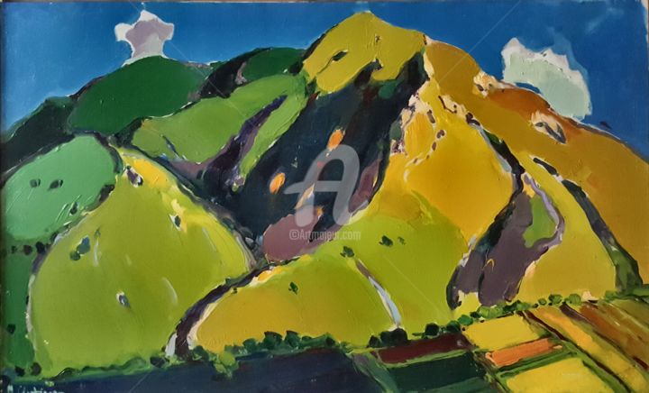 Painting titled "The mountains" by Mher Chatinyan, Original Artwork, Oil