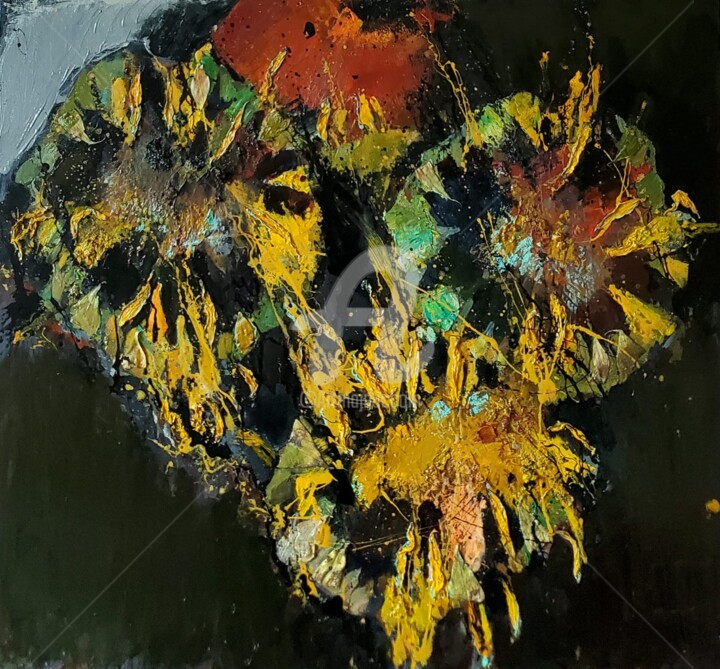 Ζωγραφική με τίτλο "Sunflowers" από Mher Chatinyan, Αυθεντικά έργα τέχνης, Λάδι