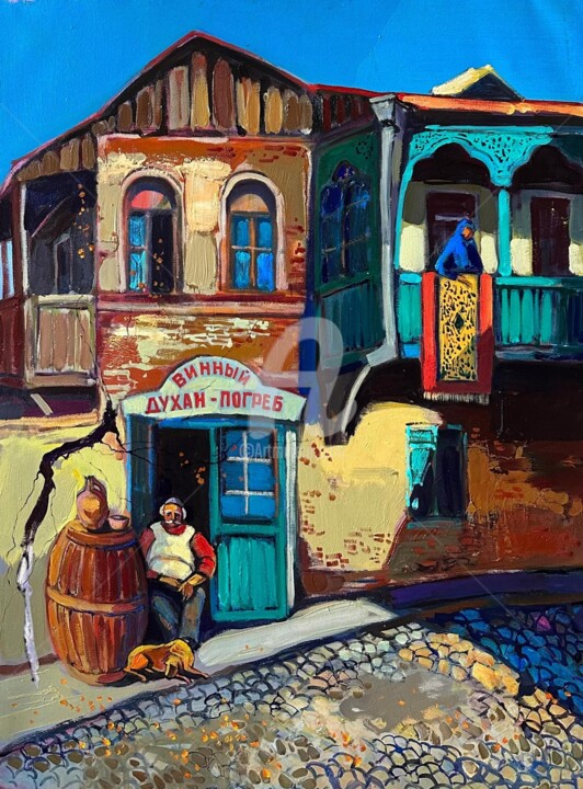 Картина под названием "Old Town" - Mher Chatinyan, Подлинное произведение искусства, Масло