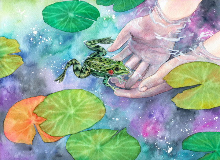 Painting titled "Souvenir d'été" by Marie-Hélène Pelletier, Original Artwork, Watercolor