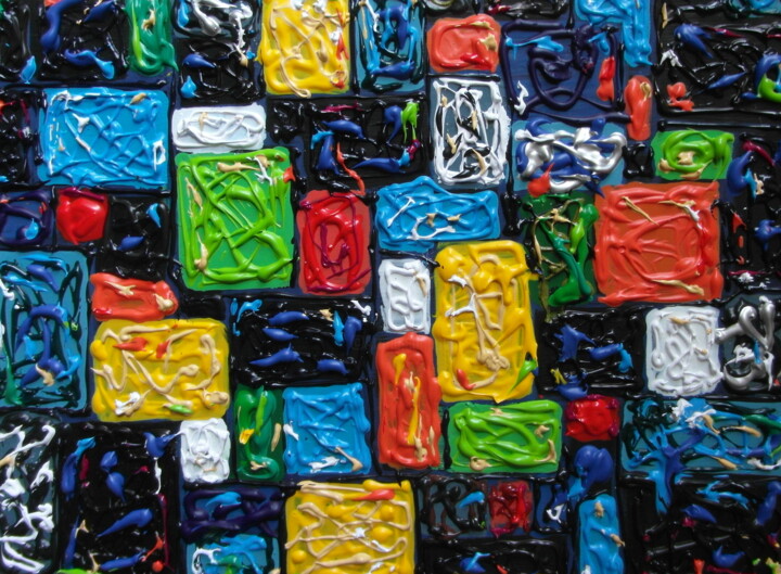 Pintura titulada "Puzzle optimista" por Mi-Guel, Obra de arte original, Acrílico