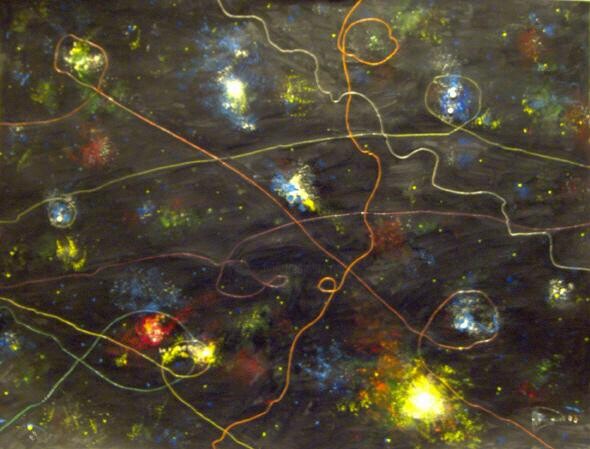Pintura titulada "Cazando supernovas…" por Mi-Guel, Obra de arte original