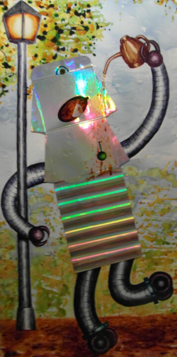 Pittura intitolato "Robot alcohólico (r…" da Mi-Guel, Opera d'arte originale, Altro