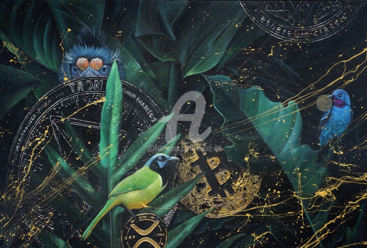 Картина под названием "Crypto Paradise" - Mi6el_art, Подлинное произведение искусства, Акрил