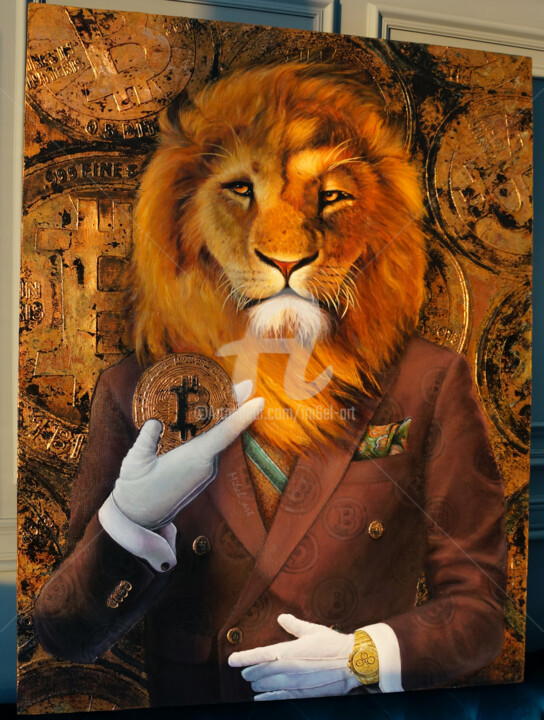 Painting titled "Crypto Lion" by Mi6el_art, Original Artwork, Acrylic