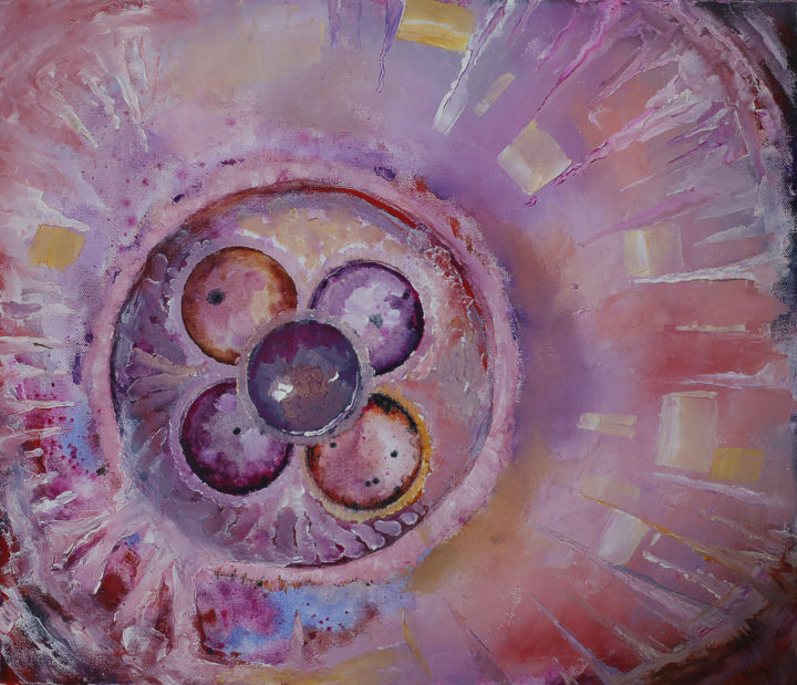 Painting titled "Fertilized egg. Hum…" by Mia Hunter, Original Artwork, Oil