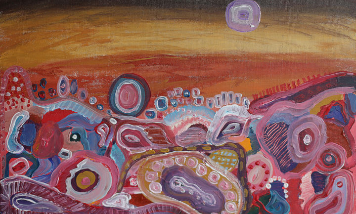 绘画 标题为“Mars” 由Mia Hunter, 原创艺术品, 丙烯 安装在其他刚性面板上