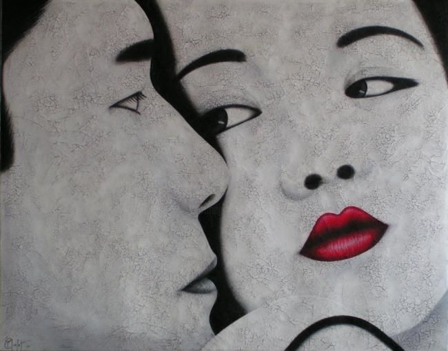 Peinture intitulée "Couple" par Chrystel Mialet, Œuvre d'art originale