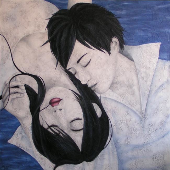 Peinture intitulée "osmose bleue" par Chrystel Mialet, Œuvre d'art originale
