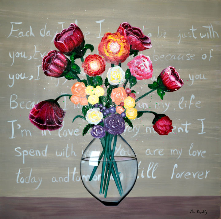 Pintura intitulada "Love message" por Mia Migally, Obras de arte originais, Acrílico