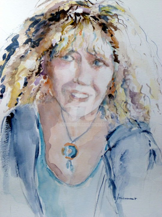 Painting titled "Brigitte" by Marie Claude Laurent, Original Artwork, Watercolor