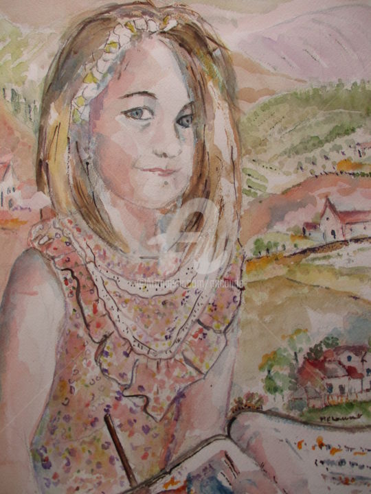 Peinture intitulée "Ma petite Anaîs" par Marie Claude Laurent, Œuvre d'art originale, Aquarelle