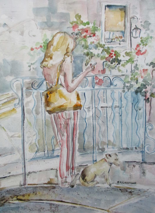 Pintura titulada "rendez-vous" por Marie Claude Laurent, Obra de arte original, Acuarela