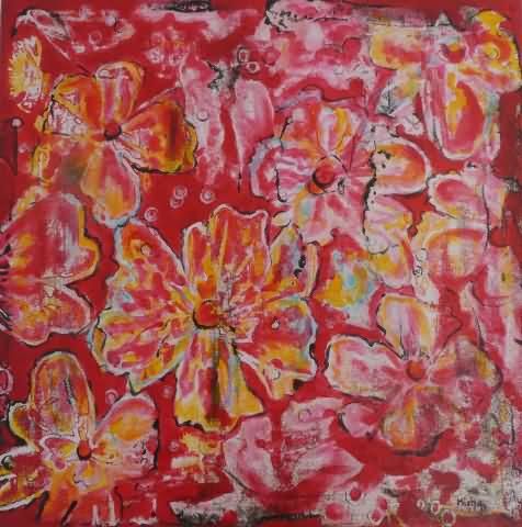 Peinture intitulée "Fleurs (2005)" par Micha B., Œuvre d'art originale