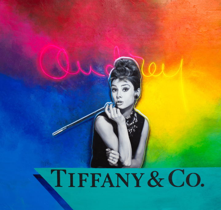 Painting titled "Audrey Hepburn as H…" by Michael Andrew Law, Original Artwork, Acrylic