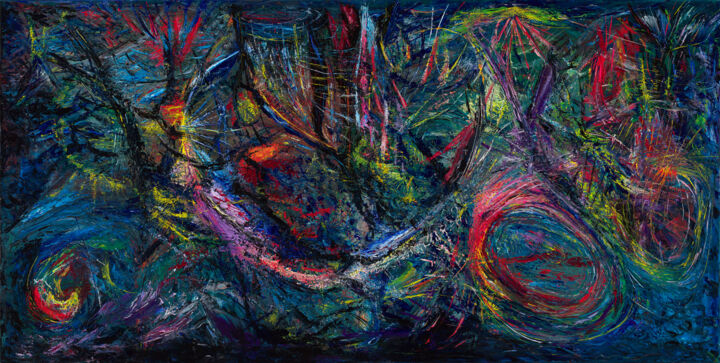 Картина под названием "Cranial Cave" - Michael Bell, Подлинное произведение искусства, Масло Установлен на Деревянная рама д…