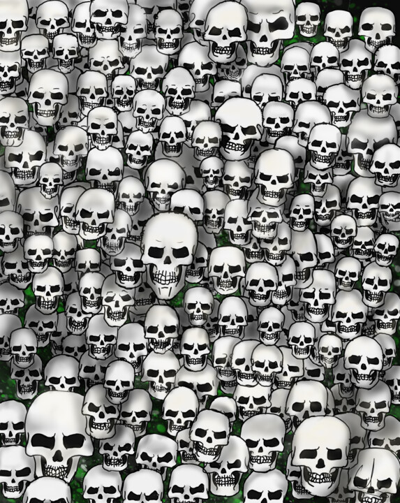 Arts numériques intitulée "Skullskullskull" par Michael Berger, Œuvre d'art originale, Peinture numérique