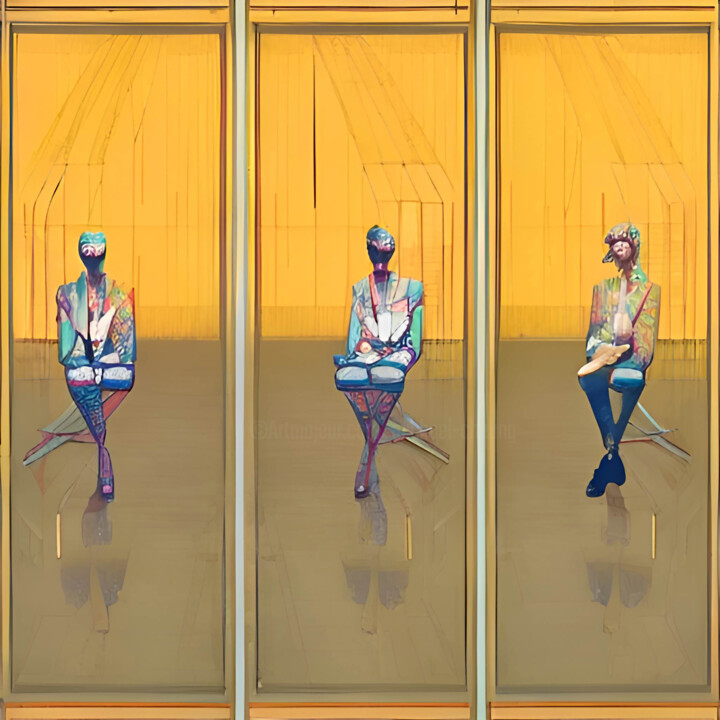 Peinture intitulée "Three Poses" par Michael Cheung, Œuvre d'art originale, Acrylique Monté sur Châssis en bois