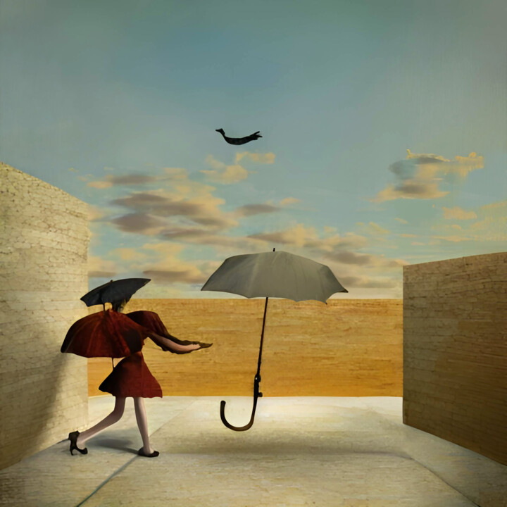 Pintura intitulada "Lady with umbrella" por Michael Cheung, Obras de arte originais, Acrílico