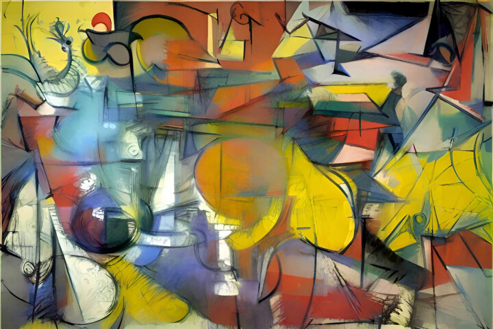 Картина под названием "Action" - Michael Cheung, Подлинное произведение искусства, Акрил Установлен на Деревянная рама для н…