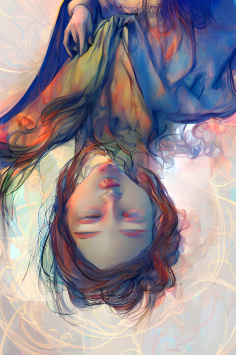 Картина под названием "Asleep" - Michael Cheung, Подлинное произведение искусства, Акрил Установлен на Деревянная рама для н…