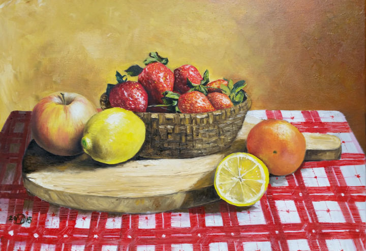 Painting titled "Happy strawberry" by Michael Daniel, Original Artwork
