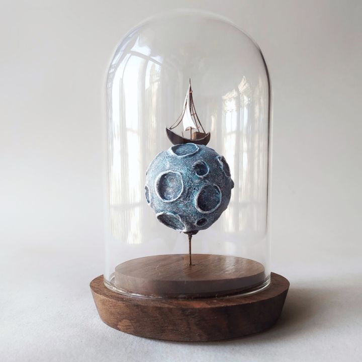 Sculpture titled "Sculpture "Blue pla…" by Michael Davydov, Original Art, Polymer clay