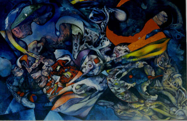 Pittura intitolato "the defecating ange…" da Michael Donnelly, Opera d'arte originale