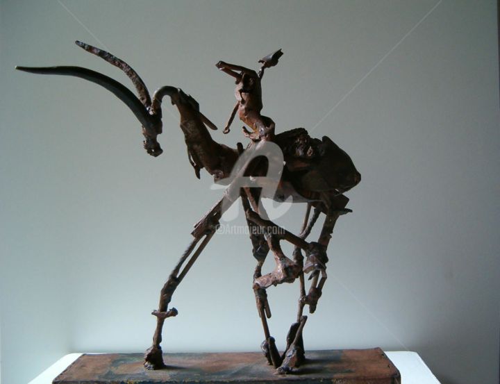 Sculpture intitulée "cavalier" par Michael Dumont, Œuvre d'art originale, Métaux
