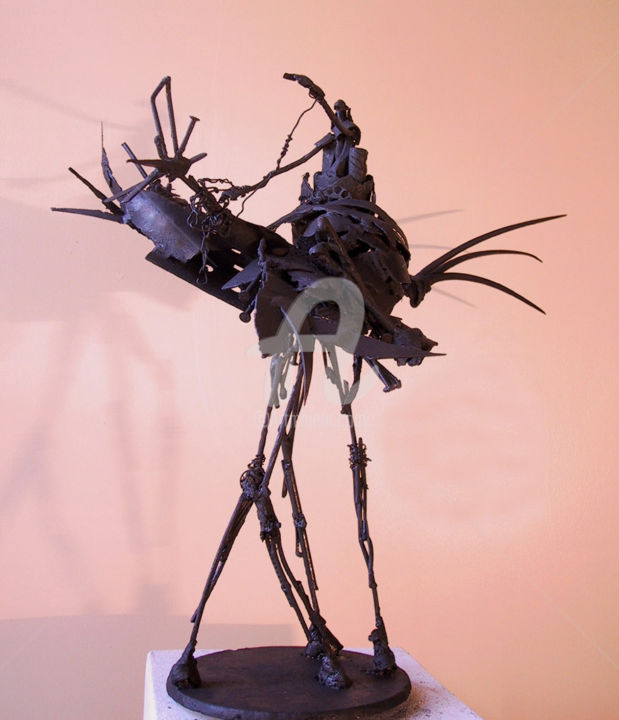 Sculptuur getiteld "Le dresseur d'oisea…" door Michael Dumont, Origineel Kunstwerk, Metalen