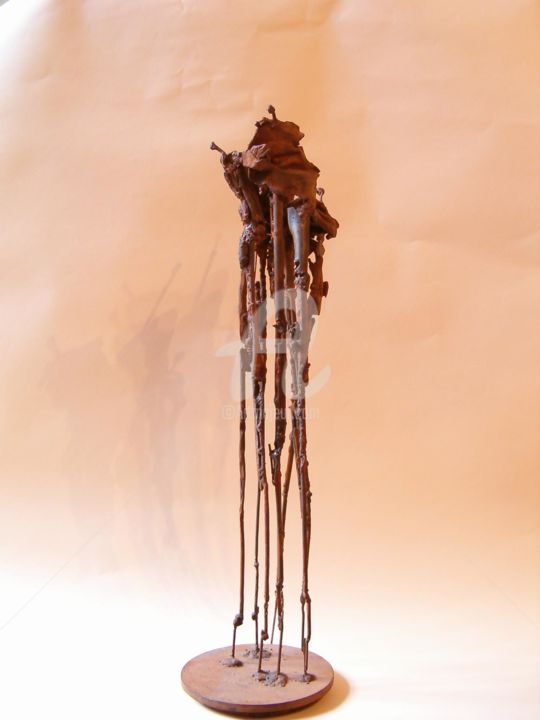 Escultura titulada "Les uns aux autres" por Michael Dumont, Obra de arte original, Metales