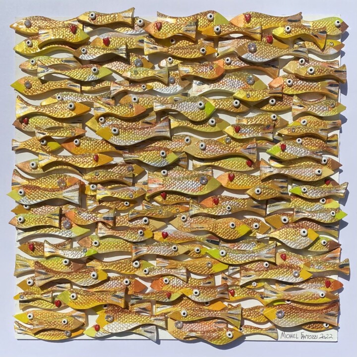 Скульптура под названием "diamonds are a fish…" - Michael Fantozzi, Подлинное произведение искусства, Акрил Установлен на Де…