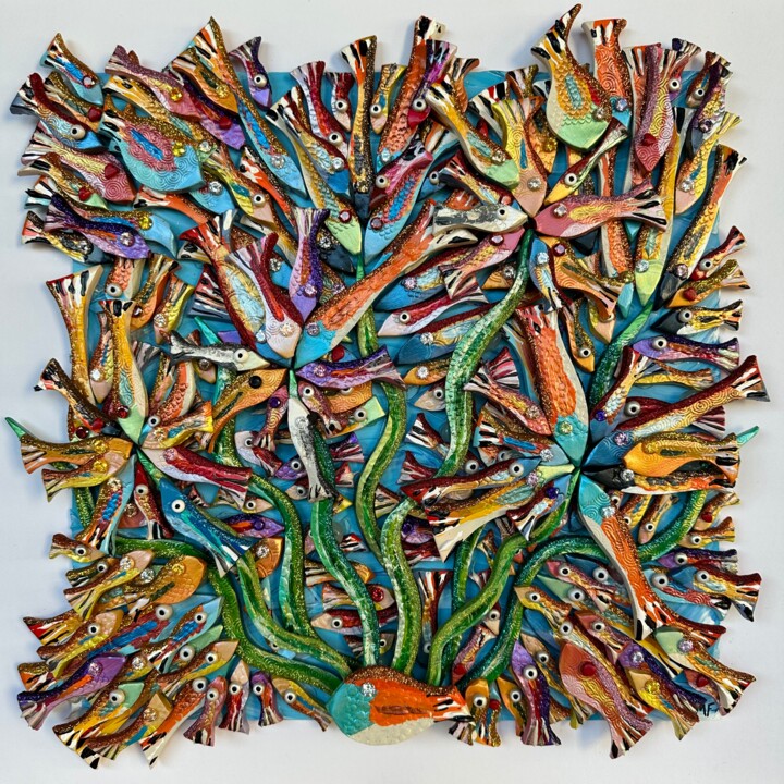 Sculpture titled "Posidonia" by Michael Fantozzi, Original Artwork, Clay Mounted on Wood Panel