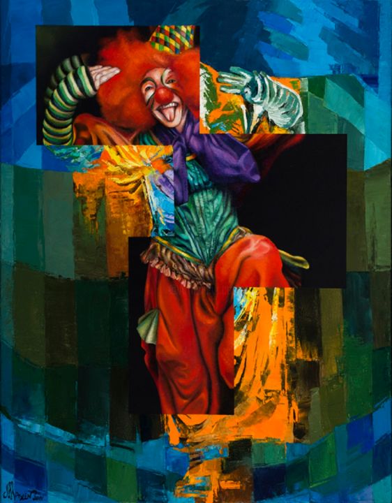 Malerei mit dem Titel "Clown -4-B" von Michael Hazin, Original-Kunstwerk, Öl