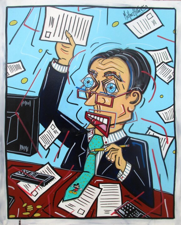 Painting titled "Must Trading" by Michael Hebert, Original Artwork, Acrylic Mounted on Wood Stretcher frame