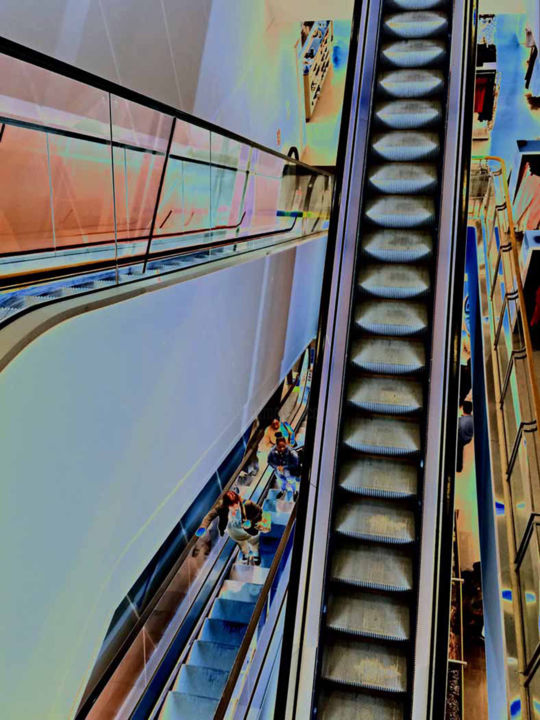 Photography titled "escalators-in-londo…" by Michael Duke, Original Artwork, Manipulated Photography