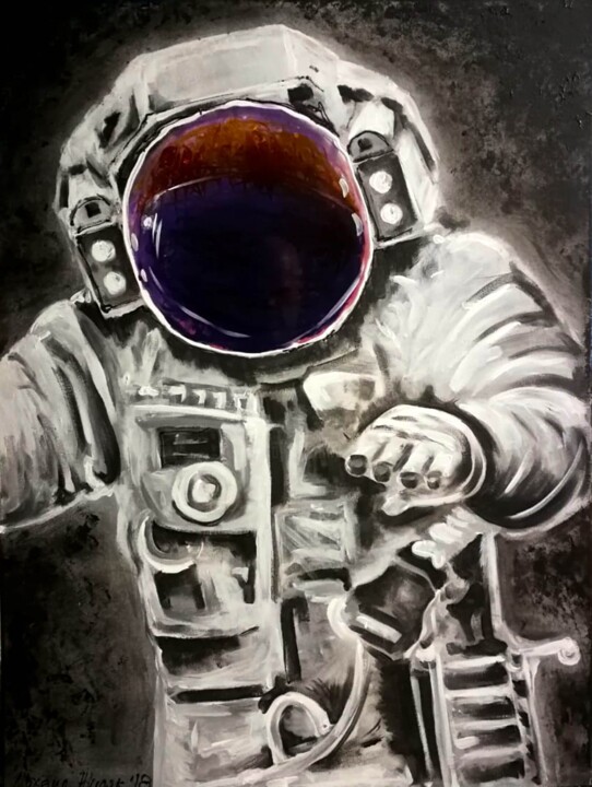 Painting titled "Espace gris" by Michael Jiliak, Original Artwork, Acrylic