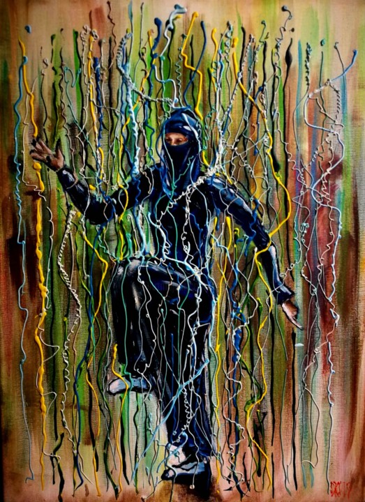 Painting titled "Danse introvertie." by Michael Jiliak, Original Artwork, Acrylic