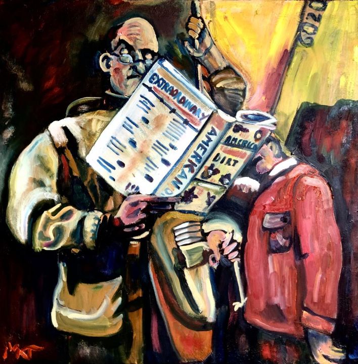 Malarstwo zatytułowany „Metro reader” autorstwa Michael Kent, Oryginalna praca, Olej