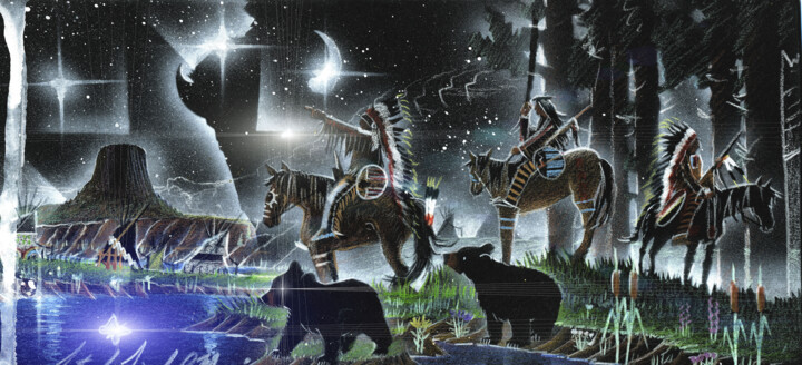 Painting titled "Buffalo Dreamz" by Michael Lee Willcuts, Original Artwork, Airbrush