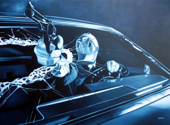 Malarstwo zatytułowany „The enforcer” autorstwa Michael Loeb, Oryginalna praca, Olej Zamontowany na Drewniana rama noszy
