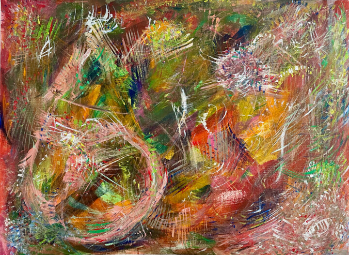 Painting titled "Fiery Abstraction" by Michael Münzel, Original Artwork, Acrylic