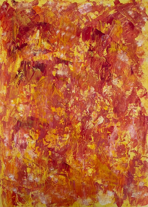 Peinture intitulée "Fiery Embrace" par Michael Münzel, Œuvre d'art originale, Acrylique
