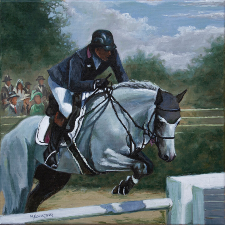 "Horse jump 2" başlıklı Tablo Michael Nowakowski tarafından, Orijinal sanat, Petrol Ahşap Sedye çerçevesi üzerine monte edil…