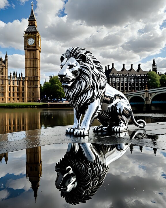 Arte digital titulada "LION LONDON" por Michael Szczepanik, Obra de arte original, Imagen generada por IA