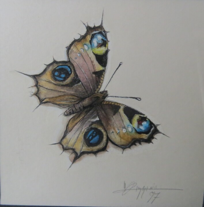 Pintura intitulada "Papillon." por Michael Vizzini, Obras de arte originais, Aquarela