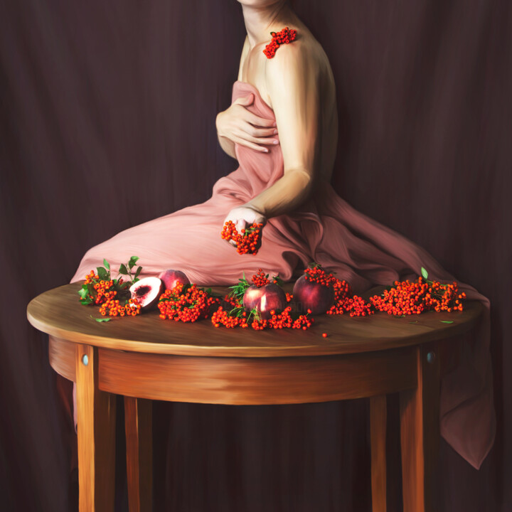 Цифровое искусство под названием "Girl with Berries II" - Michaela Haider (Lia Niobe), Подлинное произведение искусства, Ман…