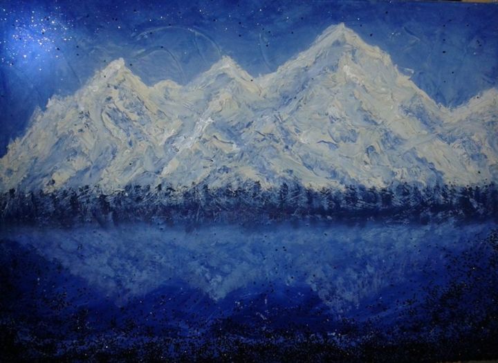 Peinture intitulée "Cold Mountains" par Michaela Marin, Œuvre d'art originale, Acrylique